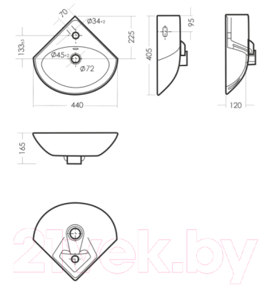 Умывальник Sanita Веер 23 WB.CR/Veer/23-C/WHT.G/S1