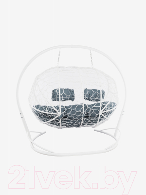 Диван подвесной M-Group Лежебока / 11180109 (с белым ротангом/серая подушка)