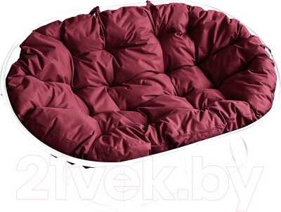 Диван садовый M-Group Мамасан / 12100102 (белый/бордовая подушка) - фото