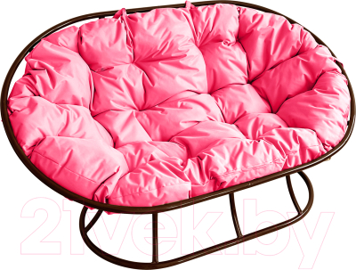 Диван садовый M-Group Мамасан / 12100208 (коричневый/розовая подушка) - фото