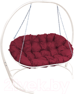 Диван подвесной M-Group Мамасан / 12120102 (белый/бордовая подушка) - фото