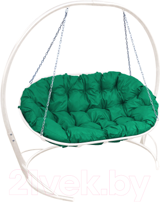 Диван подвесной M-Group Мамасан / 12120104 (белый/зеленая подушка) - фото