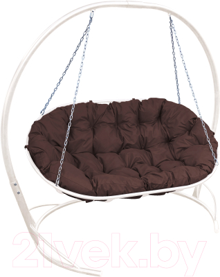 Диван подвесной M-Group Мамасан / 12120105 (белый/коричневая подушка) - фото