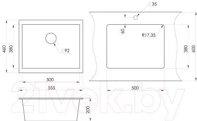 Мойка кухонная GRANULA GR-5551 (арктик)