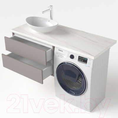 Тумба под умывальник Дабер 003 / Т3.8.0.4Б (серый/белый)