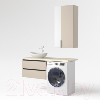 Шкаф для ванной Дабер 022 / Ш22.0.0.17Ч (бежевый/черный)