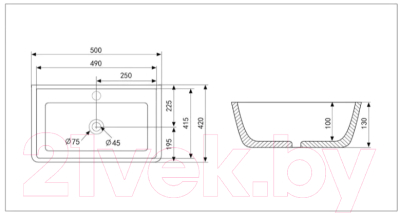 Умывальник Abber Rechteck AC2203MB (черный матовый)