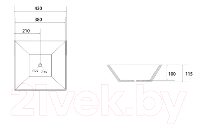 Умывальник Abber Rechteck AC2214MB