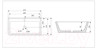 Умывальник Abber Rechteck AC2201 (белый)