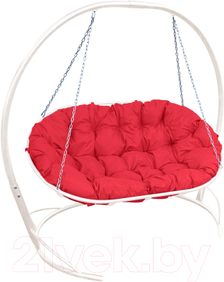 Диван подвесной M-Group Мамасан / 12120106 (белый/красная подушка) - фото
