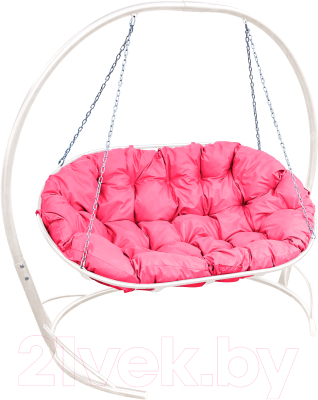 Диван подвесной M-Group Мамасан / 12120108 (белый/розовая подушка) - фото