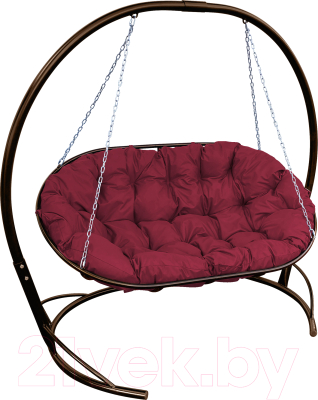 Диван подвесной M-Group Мамасан / 12120202 (коричневый/бордовая подушка) - фото