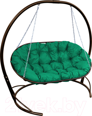 Диван подвесной M-Group Мамасан / 12120204 (коричневый/зеленая подушка) - фото