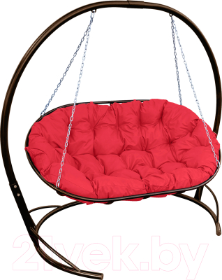Диван подвесной M-Group Мамасан / 12120206 (коричневый/красная подушка) - фото