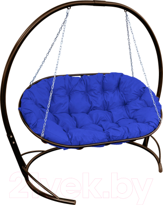Диван подвесной M-Group Мамасан / 12120210 (коричневый/синяя подушка) - фото