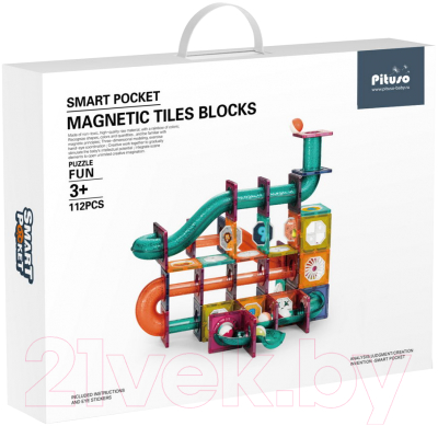 Конструктор магнитный Pituso С шариками / HW21005981 (112эл) - фото