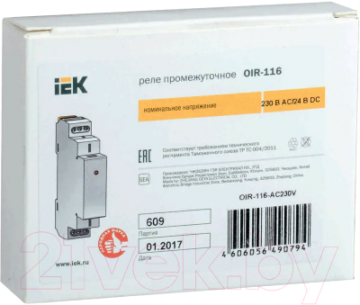 Реле промежуточное IEK OIR-116-AC230V