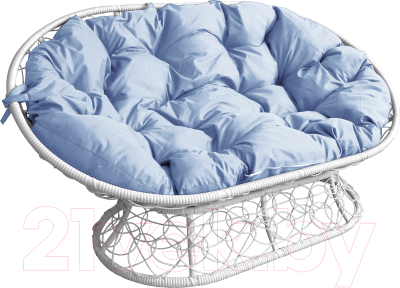 Диван садовый M-Group Мамасан / 12110109 (белый ротанг/серая подушка) - фото