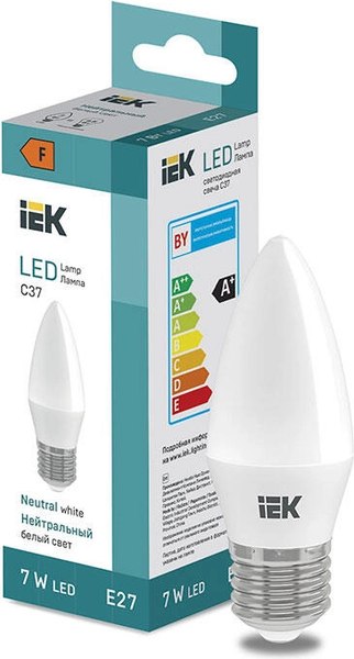 Лампа IEK Свеча-C37 7 Вт 600lm 4000K E27 / LL-I-C37-7-230-40-E27 - фото