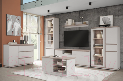 Шкаф с витриной Anrex Lima 1V2D1S (персидский жемчуг/мадура)