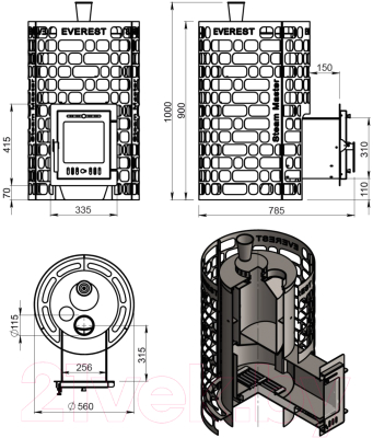 Печь-каменка Everest Steam Master 24 INOX (210М)