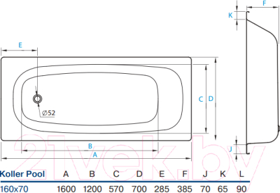 Ванна стальная Koller Pool 160x70 / B60E1200E