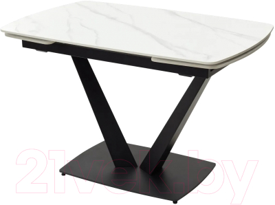Обеденный стол M-City Alatri 120 Matt / 614M04390 (White Marble Solid Ceramic/Black) - фото