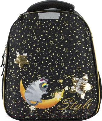 Школьный рюкзак Ecotope Kids Кот 057-540-142-CLR (черный) - фото