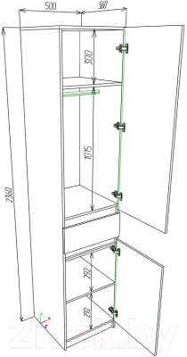 Шкаф-пенал Eligard Locarno 1 (дымчатый алмаз/белый)