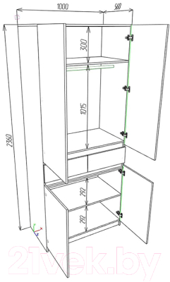 Шкаф Eligard Locarno 2 (дымчатый алмаз/белый)