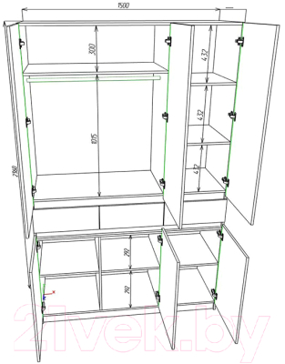 Шкаф Eligard Locarno 3 (дымчатый алмаз/белый)