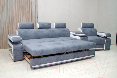 Диван угловой Петрамебель Марсель люкс модульный левый (светло-серый/светло-серый глори 23)