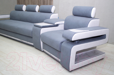 Диван угловой Петрамебель Марсель люкс модульный левый (светло-серый/светло-серый глори 23)