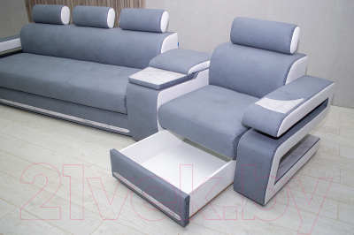 Диван угловой Петрамебель Марсель люкс модульный левый (светло-серый/светло-серый глори 23)