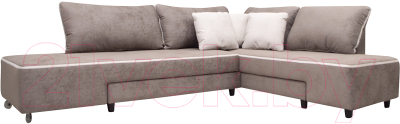 Диван угловой Петрамебель Оскар левый (велюр бежевый хилтон 06 какао/Хилтон 02 светло-бежевый) - фото