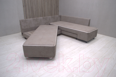 Диван угловой Петрамебель Оскар левый (велюр бежевый хилтон 06 какао/Хилтон 02 светло-бежевый)