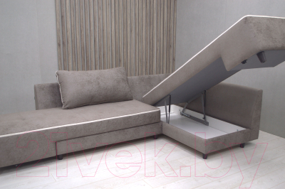 Диван угловой Петрамебель Оскар левый (велюр бежевый хилтон 06 какао/Хилтон 02 светло-бежевый)