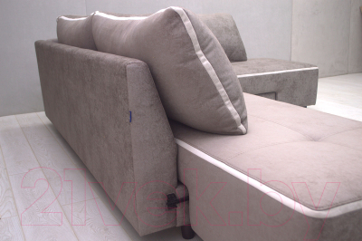 Диван угловой Петрамебель Оскар левый (велюр бежевый хилтон 06 какао/Хилтон 02 светло-бежевый)