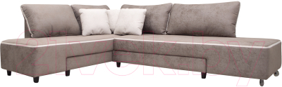 Диван угловой Петрамебель Оскар правый (велюр бежевый хилтон 06 какао/хилтон 02 светло-бежевый) - фото