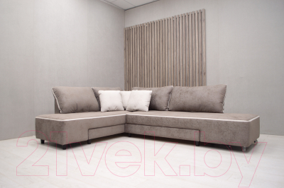 Диван угловой Петрамебель Оскар правый (велюр бежевый хилтон 06 какао/хилтон 02 светло-бежевый)