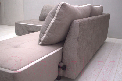 Диван угловой Петрамебель Оскар правый (велюр бежевый хилтон 06 какао/хилтон 02 светло-бежевый)