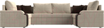 Диван П-образный Лига Диванов Николь П-образный 105 / 60348 (микровельвет, бежевый) - фото