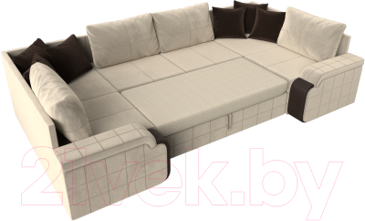 Диван П-образный Лига Диванов Николь П-образный 105 / 60348 (микровельвет, бежевый)