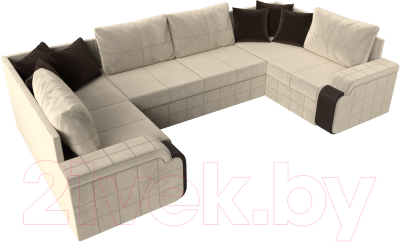 Диван П-образный Лига Диванов Николь П-образный 105 / 60348 (микровельвет, бежевый)