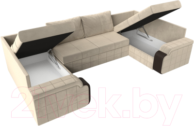 Диван П-образный Лига Диванов Николь П-образный 105 / 60348 (микровельвет, бежевый)