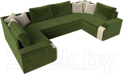 Диван П-образный Лига Диванов Николь П-образный 105 / 60352 (микровельвет, зеленый)