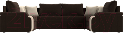 Диван П-образный Лига Диванов Николь П-образный 105 / 60349 (микровельвет, коричневый) - фото
