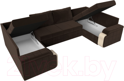 Диван П-образный Лига Диванов Николь П-образный 105 / 60349 (микровельвет, коричневый)