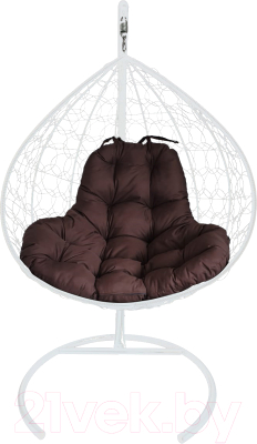 Кресло подвесное M-Group XL / 11120105 (белый ротанг/коричневая подушка) - фото