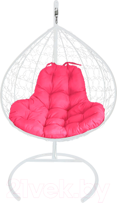 Кресло подвесное M-Group XL / 11120108 (белый ротанг/розовая подушка) - фото